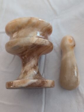 Vtg Marble Mortar & Pestle Set Pill Crusher Herb Spices Grinder